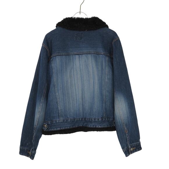 1990s Vintage Route 66 Vintage Denim Jean Jacket with Fur Collar XL Mobwife - Picture 3 of 6